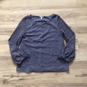 LC Lauren Conrad Elegant Lace Long Sleeve Top in Slate Blue